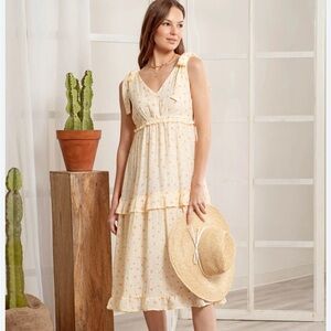 Floral Yellow Midi Dress